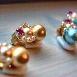 春色コットンパールのイヤリング(スカイブルー)