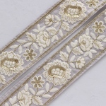 インド刺繍リボン　シルクフラワー【ライトパープル】刺繍リボン 刺繍リボン トリム ブレード ジャガードリボン チロリアンテープ レース チュールレース