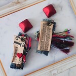 デニムリメイク🟥レザーとやんちゃな引き揃え糸のピアス✳イヤリング