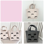 リボン　ヌビバッグ　ヌビトート　ヌビ生地　ヌビ　イブル　アイボリー スクエア