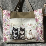 アッシュデザイン　チワワトリオ　横マチ付トートバッグ