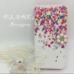  iPhone6/6s plus/5s/SE手帳型ケース*花びら散り*お花ビジュー