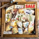 《SALE》送料無料【S234-2 コラージュ素材】海外和紙シール レトロ　英字　花植物　手帳　ジャンクジャーナル　