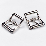 【KAMONレザー】舟形バックル ローラー付き ベルト幅25mm シルバー 2個セット バックル パーツ 金具 美錠（尾錠） クラフトパーツ 手芸 レザークラフト#2747
