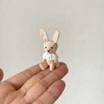 【春の新作】桜染め・おめかしウサギ(1)　ミニチュア / Miniature Stuffed toy(Sakura dye) and Detachable collar / hinoki