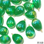 【精霊の雫】パールチャーム グリーンオーロラ 6個【幻想素材】