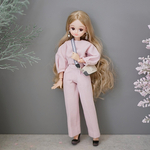 セットアップ★ボリューム袖ブラウスとタックパンツ　ピンク桜色　バルーンスリーブ1/6ドール用リカちゃん服アウトフィット