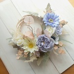母の日💐儚げなブルーの春リース(約28cm)玄関リース　リモート部屋に　入学祝い　就職祝い　結婚祝い　出産祝い　新築祝い　誕生日