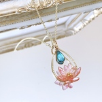 【受注,再販】蓮の花ネックレス(ピンク)(ディップアート)