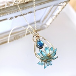 【再販】蓮の花ネックレス(ブルー)(ディップアート)