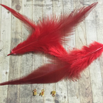 フェザー 羽 レッド 10枚セット 10-15cm 金具付き