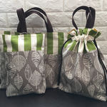 SALE!!【入園入学セット☆1セット限定】入園入学3点セット♪レッスンバッグ・シューズ入れ・持ち手巾着☆リーフ柄＊キミドリ