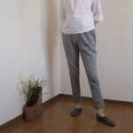S様オーダー用・きれいなリラックス感・2ウェイストレッチニットのジョグパンツ(ロング)・杢グレー