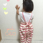 再販×4☆いちごmilk♡しましま♡楽ちん長ーく着れるつなぎ 80 
