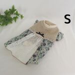 【完成品S】レースニットの春夏ワンピース　完成品　小型犬服