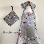 ma☆110~120cm🚜かっこいい働く車エプロンセット🚒