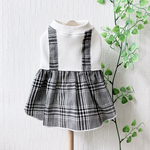 新作【犬服セミオーダー】パピー犬服小型犬服ロング犬服中型犬服  オフワッフルグレンチェックスカート犬服