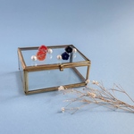 イヤリング交換OK＊チェコビーズとコットンパールの小粒ピアス