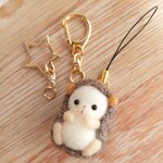 【再販】羊毛フェルト ハリネズミ ストラップ キーホルダー変更可