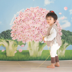 🌸🥦サクラッコリーマット  イースターやお花見イベントに♪   布一枚で簡単おうちスタジオ 季節の飾り タペストリー  背景布