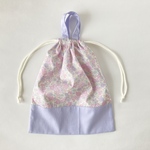 35×30お着替え袋　お花とリボン　薄紫