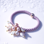 ラベンダー真珠とバロック真珠の桜色ヘアゴム　～Cherryblossom