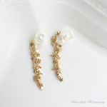 clear pearl&back long star earring