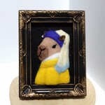 再販　送料無料　羊毛フェルト3Dパネル  世界の迷画2「真珠の耳飾りのカピバラ」2