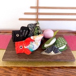 端午の節句☆ちりめん こいのぼり特大&大と兜セット(板台)