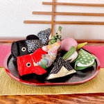端午の節句☆ちりめん こいのぼり特大&大と兜セット(お盆)