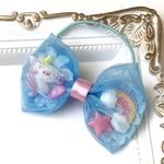 【リニューアル】ゆめかわ♡ ユニコーン オーガンジー リボン ヘアゴム キッズ No.1