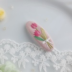 (5㎝) チューリップ刺繍パッチンピン　キッズ