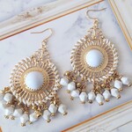 ゴールド×ホワイト**大ぶりじゃらじゃらピアス✳イヤリング