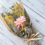 【感謝価格】ミモザとユーカリとリペンスのスワッグ花束（ドライフラワー）