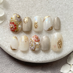 NO.3 奥行きホワイト×和柄ネイル size2.6.5.6.8 