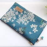 LIBERTY　Archive Lilac アーカイブ・ライラック【15D：ディープブルー＆ホワイト】　クリアポケットポーチ　21×13.5cm　★通帳ポーチ・母子手帳ポーチにも♪