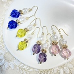 💜クリアアクリルメンカラビーズピアス☃️