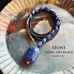 NC360-61ラピスラズリ地球色+hametite *天然石ロングネックレス　asymmetry pendant *送料無料*