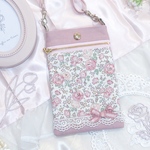 リバティ　フェリシテ　スマホショルダー　スマホポシェット　フェリシテベビーピンク　ユザワヤ　ローズ　バラ　薔薇　rose ピンク　くすみピンク　大人可愛い　ニュアンスカラー　レース　母の日