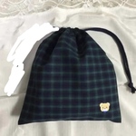   kaoriさま専用・緑チェックきんちゃく3点セット