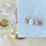 ᴺᴱᵂ♡春のツイード 小ぶり 天然石型レジン フラワー ピアス