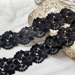 ＊再入荷＊50cm単位 広幅 綺麗 花 フラワー ケミカルレース ブレード 黒 BK230301 ハンドメイド 手芸 素材 材料