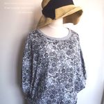 LIBERTYジャージで前後異素材ドルマンＴＯＰＳ*前リバティ