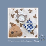 🧸SALE🧸2個セット☆出産祝い☆シリコン歯固め＆ガーゼハンカチ☆赤ちゃんプレゼント☆ヘアクリッププレゼント中☆プチプレゼント☆新生児☆歯固めジャブジャブ洗えます☆ベビードレス🧸
