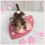 ★花よりだんご ねこ ★キジトラ 羊毛フェルト てのひらサイズ　ちび猫