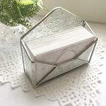 洋 封筒✉️のカードスタンド(シルバー&模様ガラス) * ステンドグラス * 超シンプルなクリアガラス * 名刺入れにも