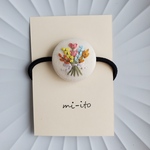刺繍ヘアゴム🌷　no.1155   くるみボタン　💛送料無料💛　