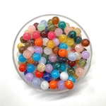 【10mm  50個】天然石風アクリルビーズ  ラウンド マーブル アソート 貫通