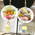 ミニチュア お寿司ランチ・ビールとお茶付　ピアス or チャーム