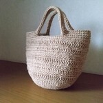 麻ひもバッグ　模様編みかごバッグ　ナチュラル